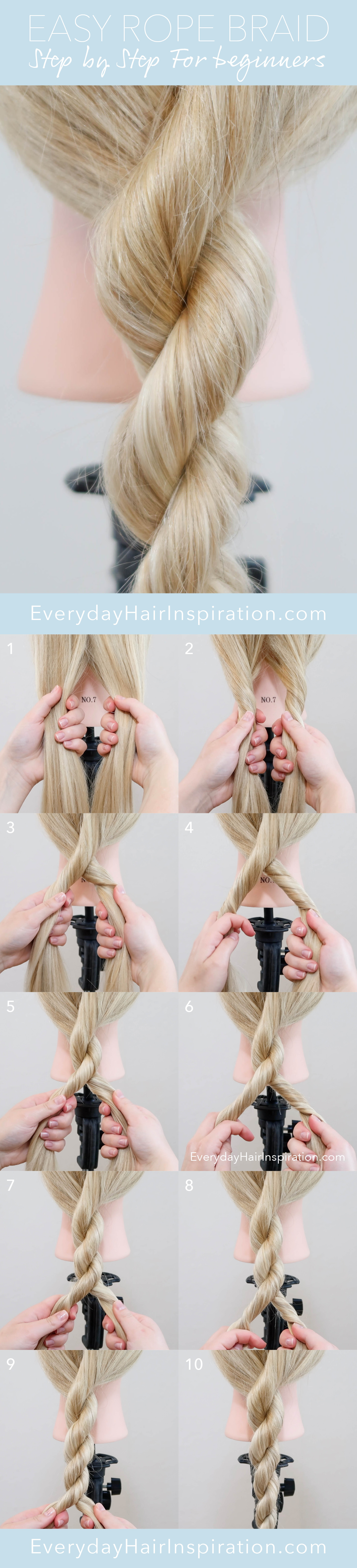 Rope Braid Step By Step For Beginners Everyday Hair Inspiration