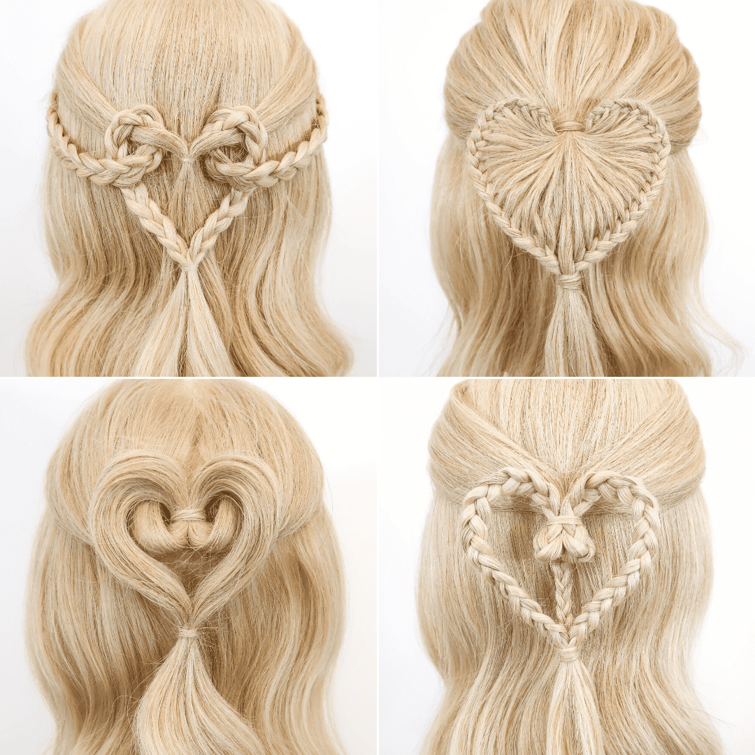 Braided Heart Half Up Hairstyle - Valentines Day Inspired Half Up